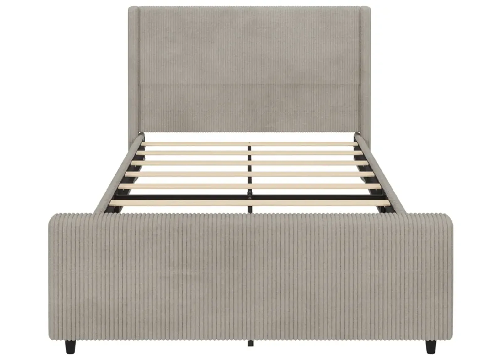 Merax High Headboard Corduroy Platform Bed Bedroom Furniture