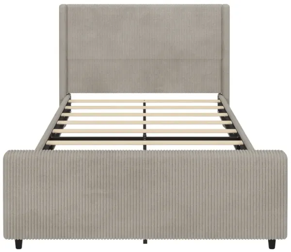 Merax High Headboard Corduroy Platform Bed Bedroom Furniture