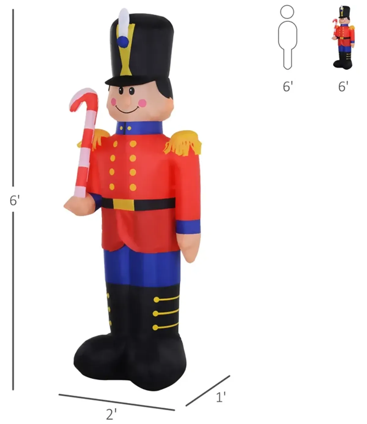 6' Toy Soldier Nutcracker Christmas Lawn Inflatable Outdoor Decoration