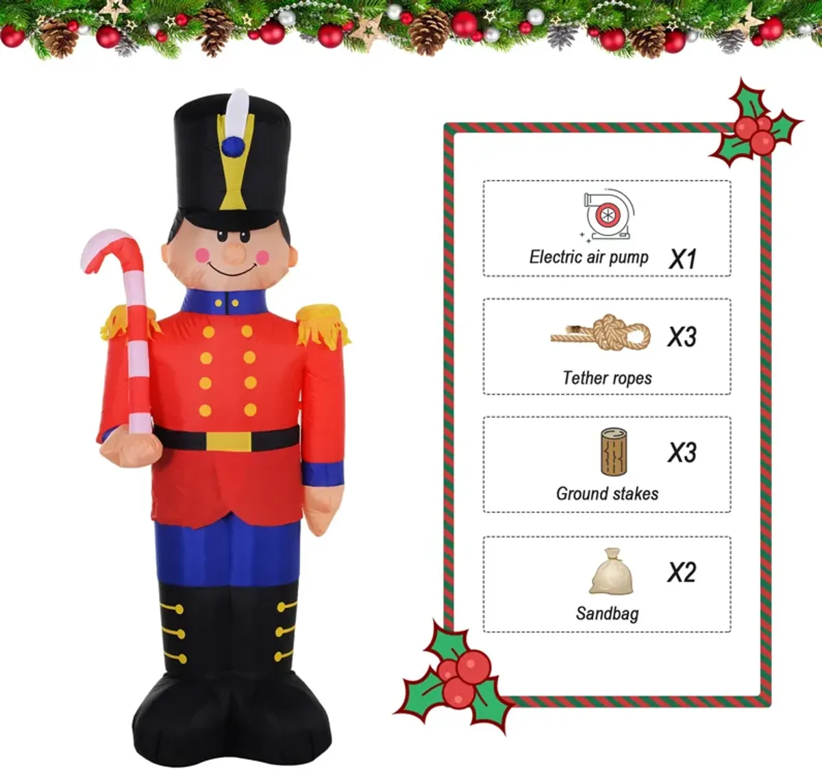 6' Toy Soldier Nutcracker Christmas Lawn Inflatable Outdoor Decoration