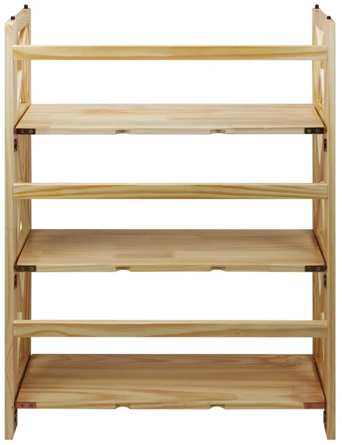 Casual Home Montego 3-Shelf Folding Bookcase, Natural , 27.5" Wide