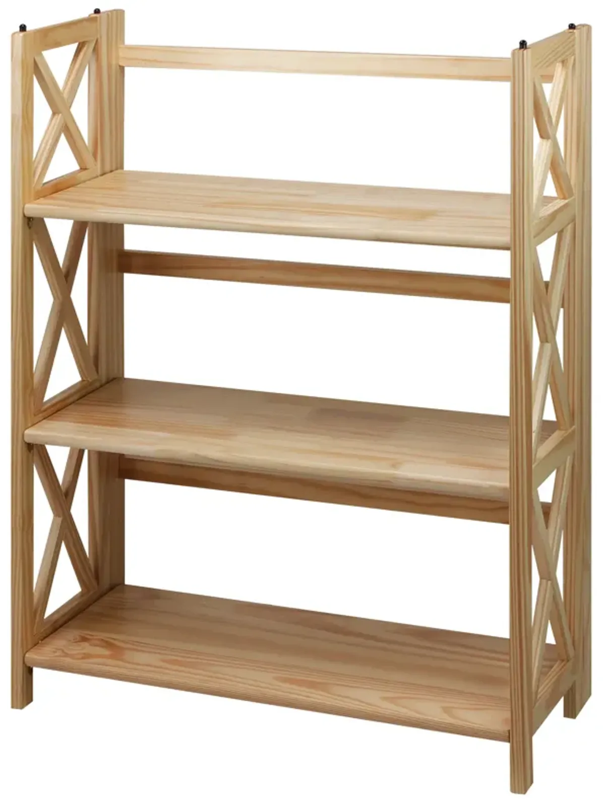 Casual Home Montego 3-Shelf Folding Bookcase, Natural , 27.5" Wide