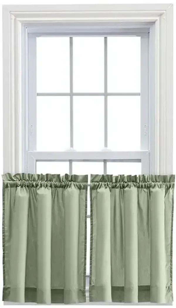 Ellis Stacey 1.5" Rod Pocket Fabric Solid Color Window Tailored Tier Pair 56"x45" Sage
