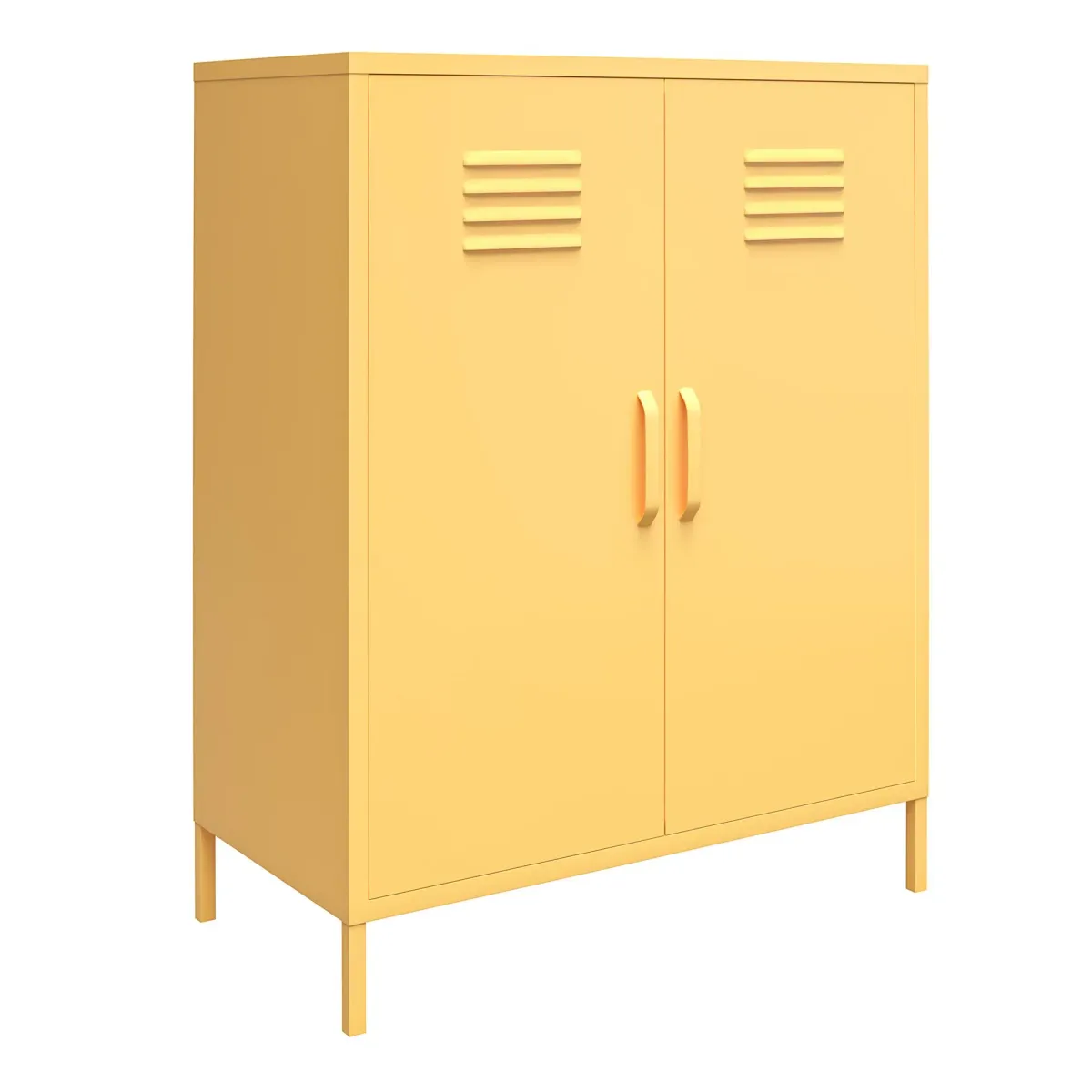 Cache 2 Door Metal Locker Style Storage Accent Cabinet