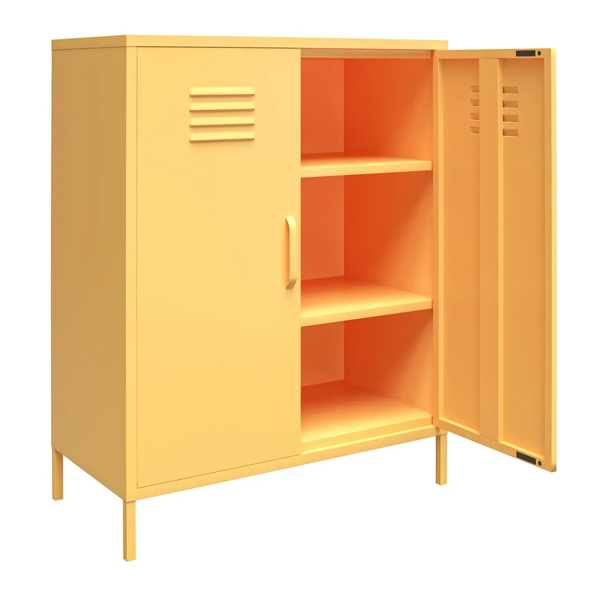 Cache 2 Door Metal Locker Style Storage Accent Cabinet