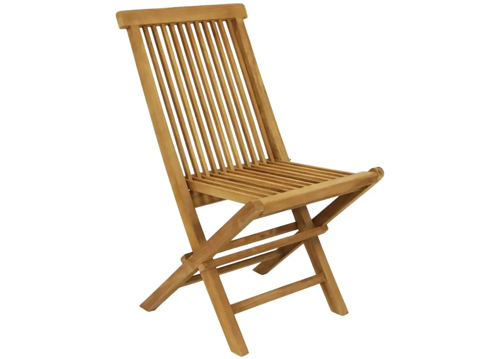 Sunnydaze Hyannis Solid Teak Wood Folding Slat-Back Patio Chair