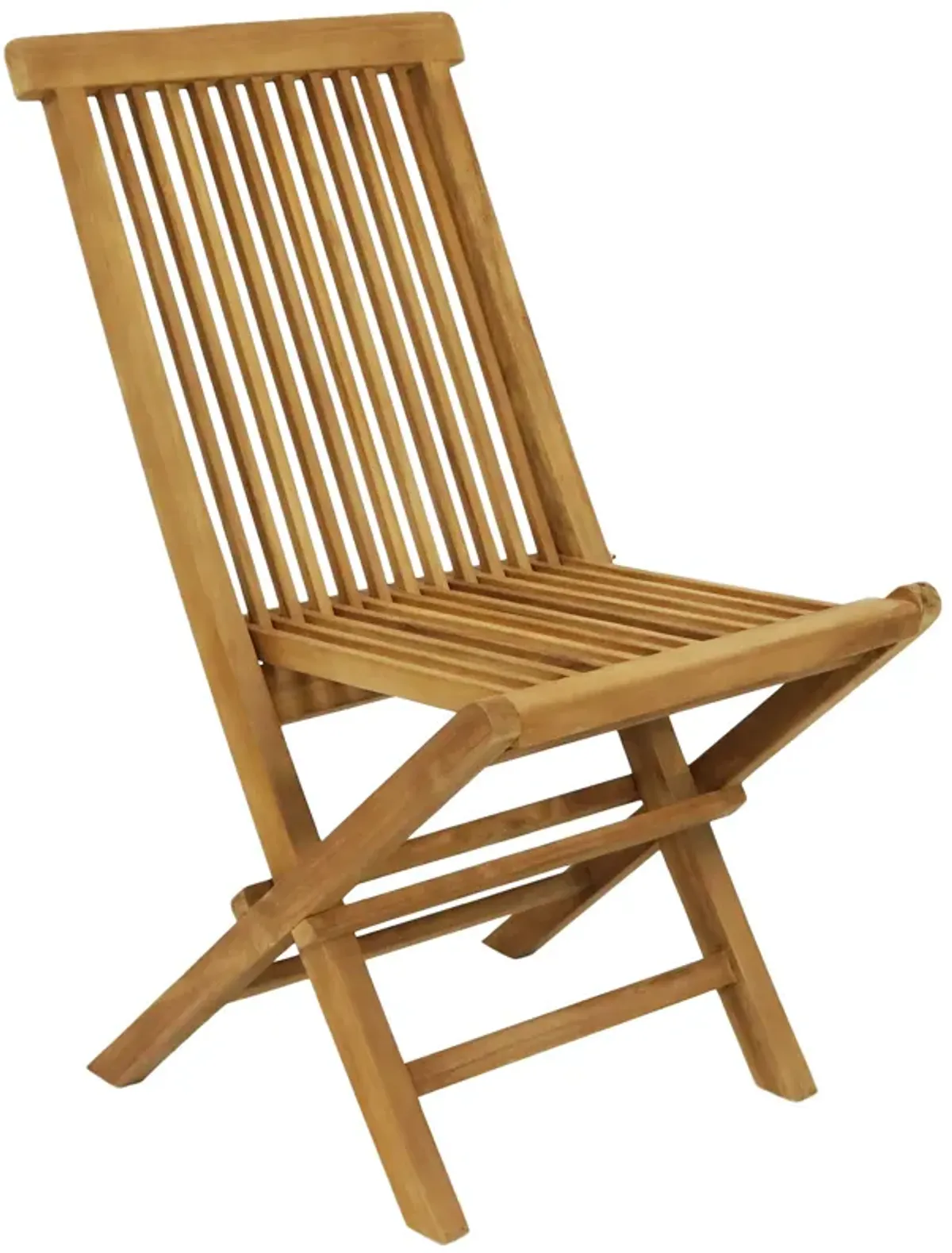 Sunnydaze Hyannis Solid Teak Wood Folding Slat-Back Patio Chair