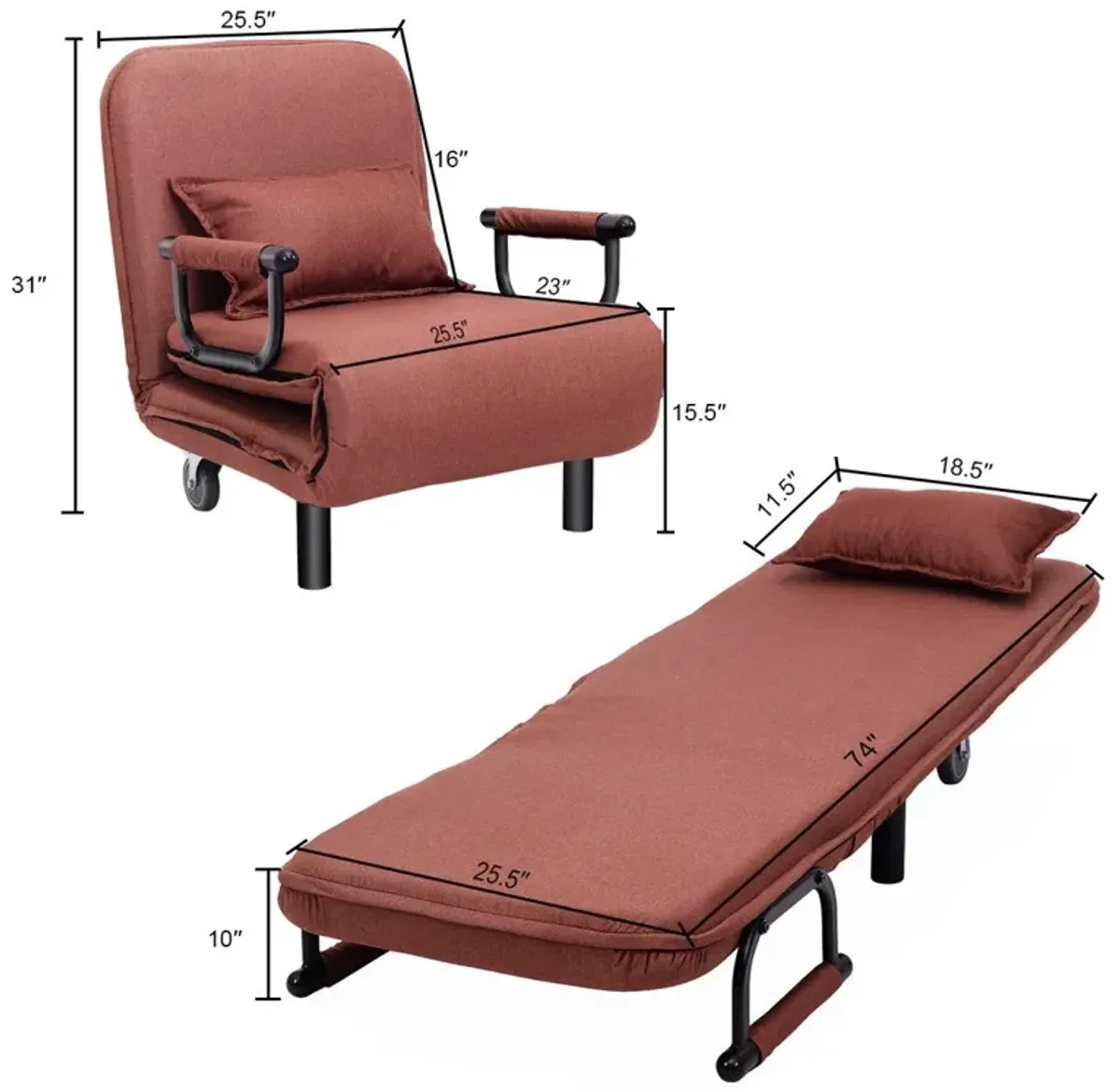 Convertible Folding Leisure Recliner Sofa Bed