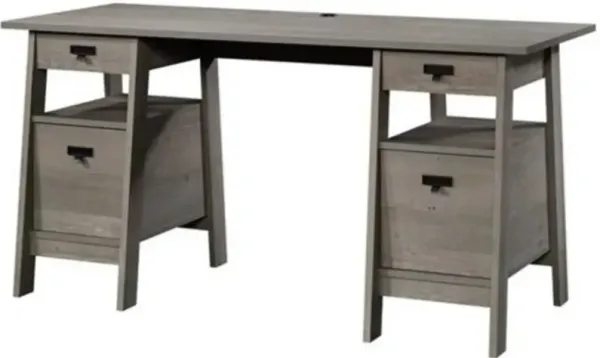 Traditional Farmhouse Office Desk with File Cabinets