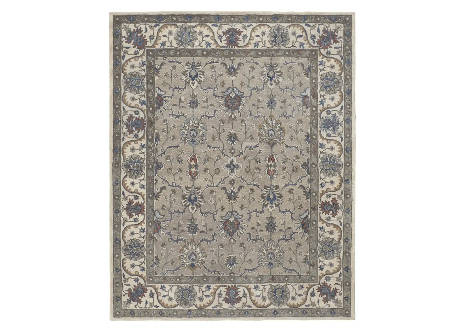 Rylan 8640F Taupe/Ivory/Blue 4' x 6' Rug