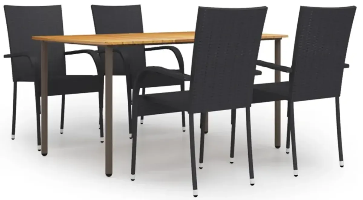 vidaXL 5 Piece Garden Dining Set Poly Rattan Black