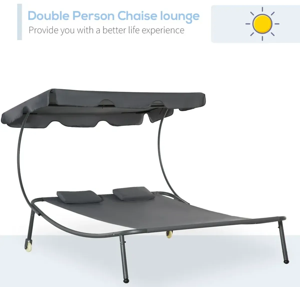 Adjustable Sun Bed: Wheeled Chaise Lounge with Canopy