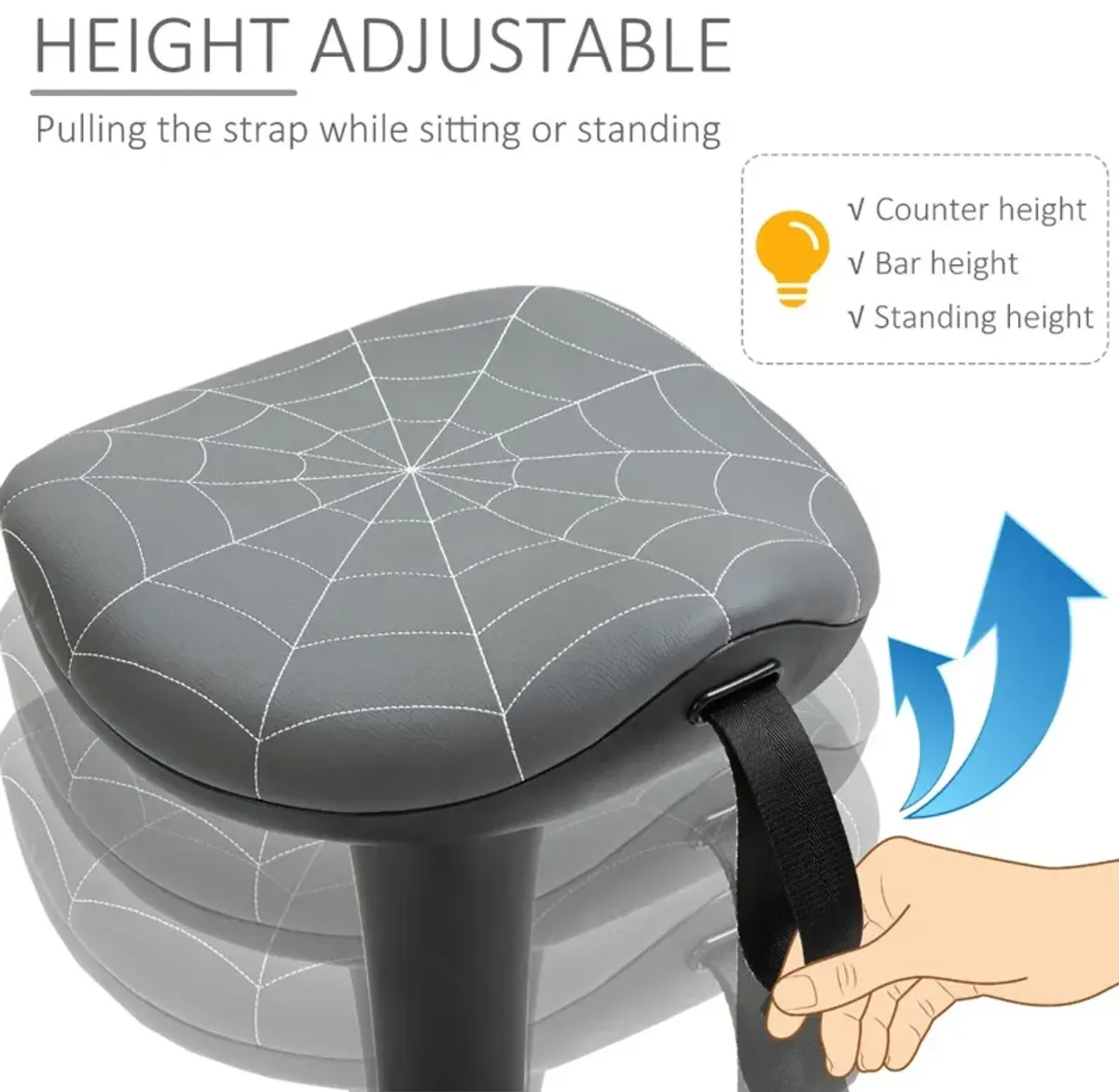 Gray Active Sitting: Wobble Standing Chair with Swivel Seat