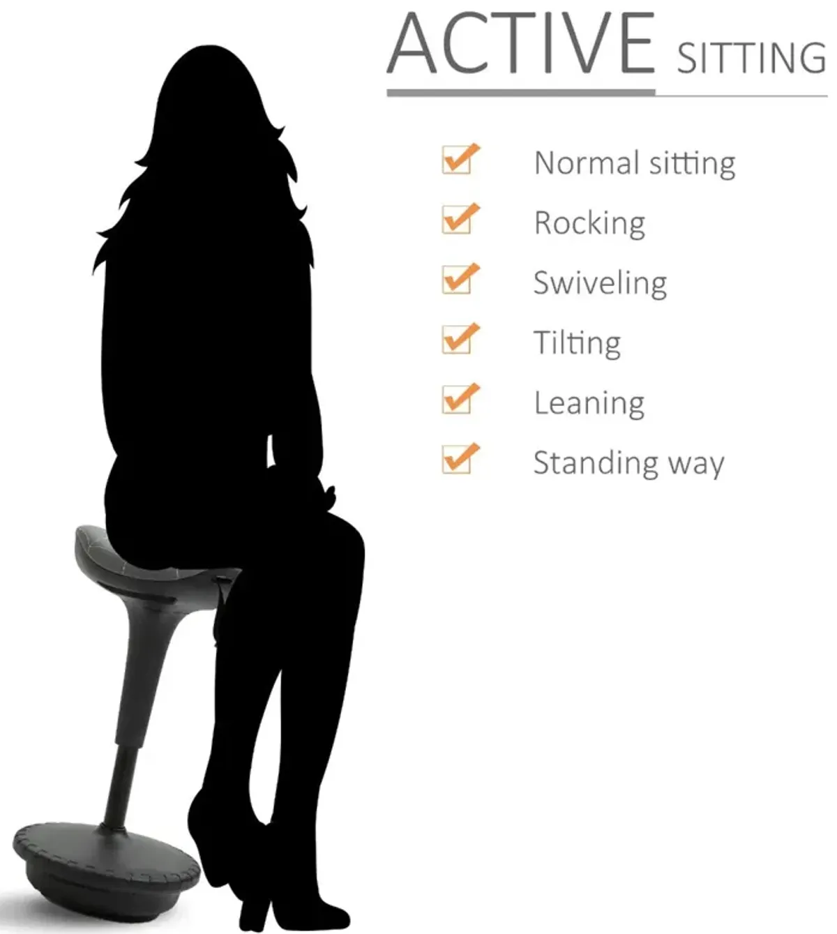 Gray Active Sitting: Wobble Standing Chair with Swivel Seat