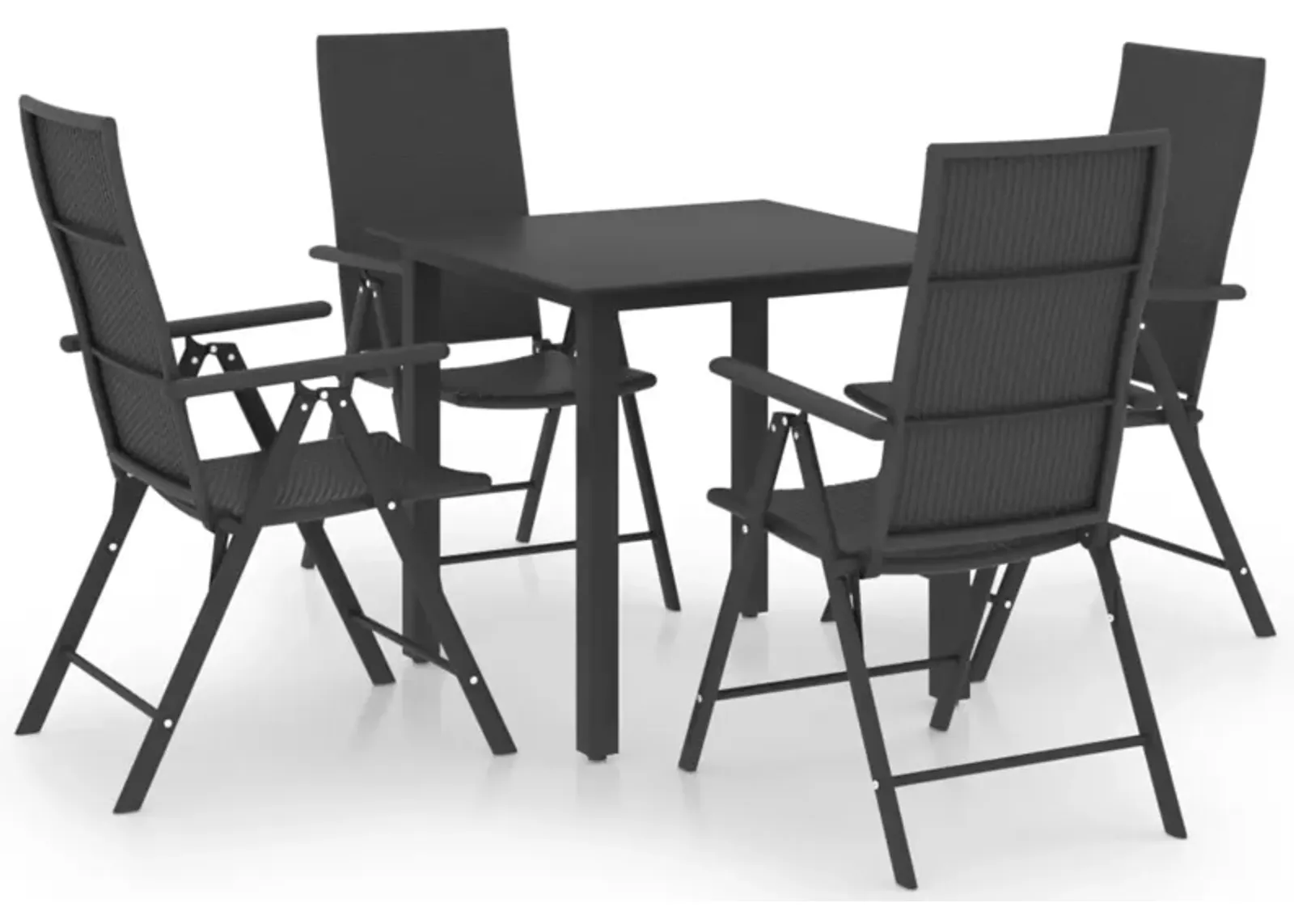 vidaXL 5 Piece Garden Dining Set Black