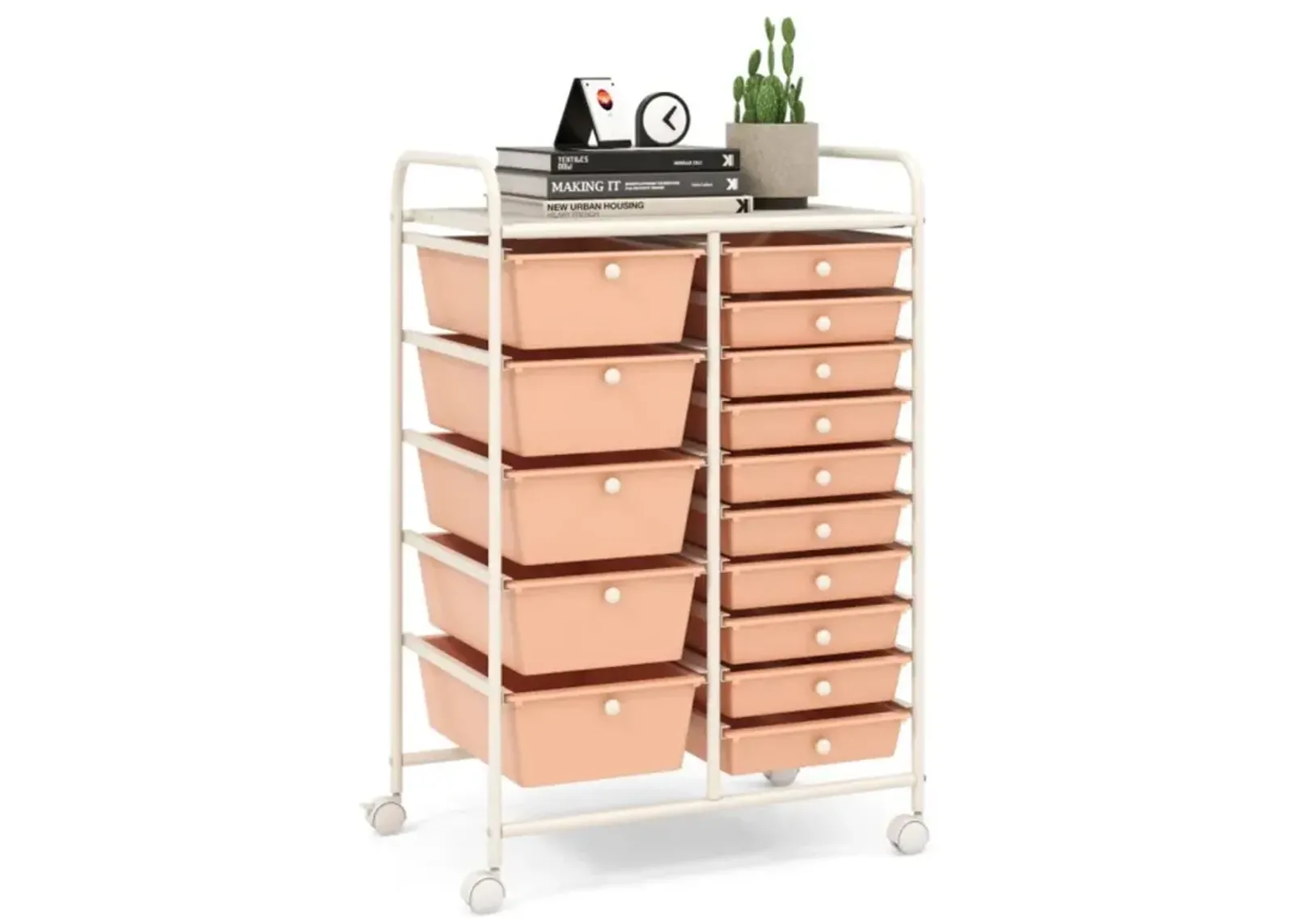 Hivvago 15-Drawer Utility Rolling Organizer Cart Multi-Use Storage