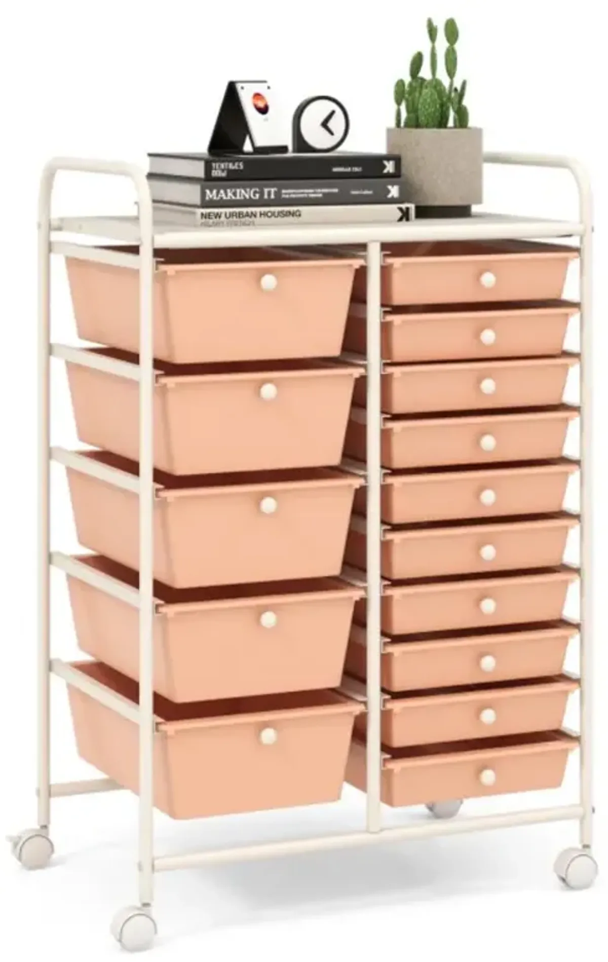 Hivvago 15-Drawer Utility Rolling Organizer Cart Multi-Use Storage