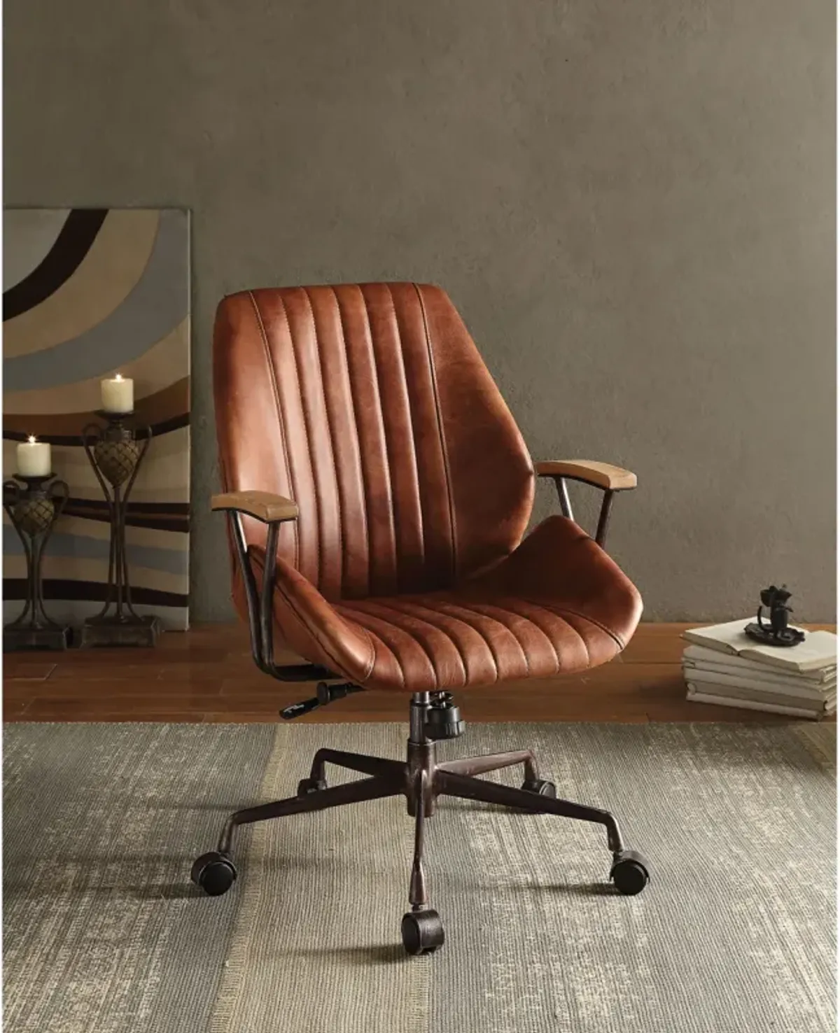 Hamilton Office Chair In Cocoa Top Grain Leather