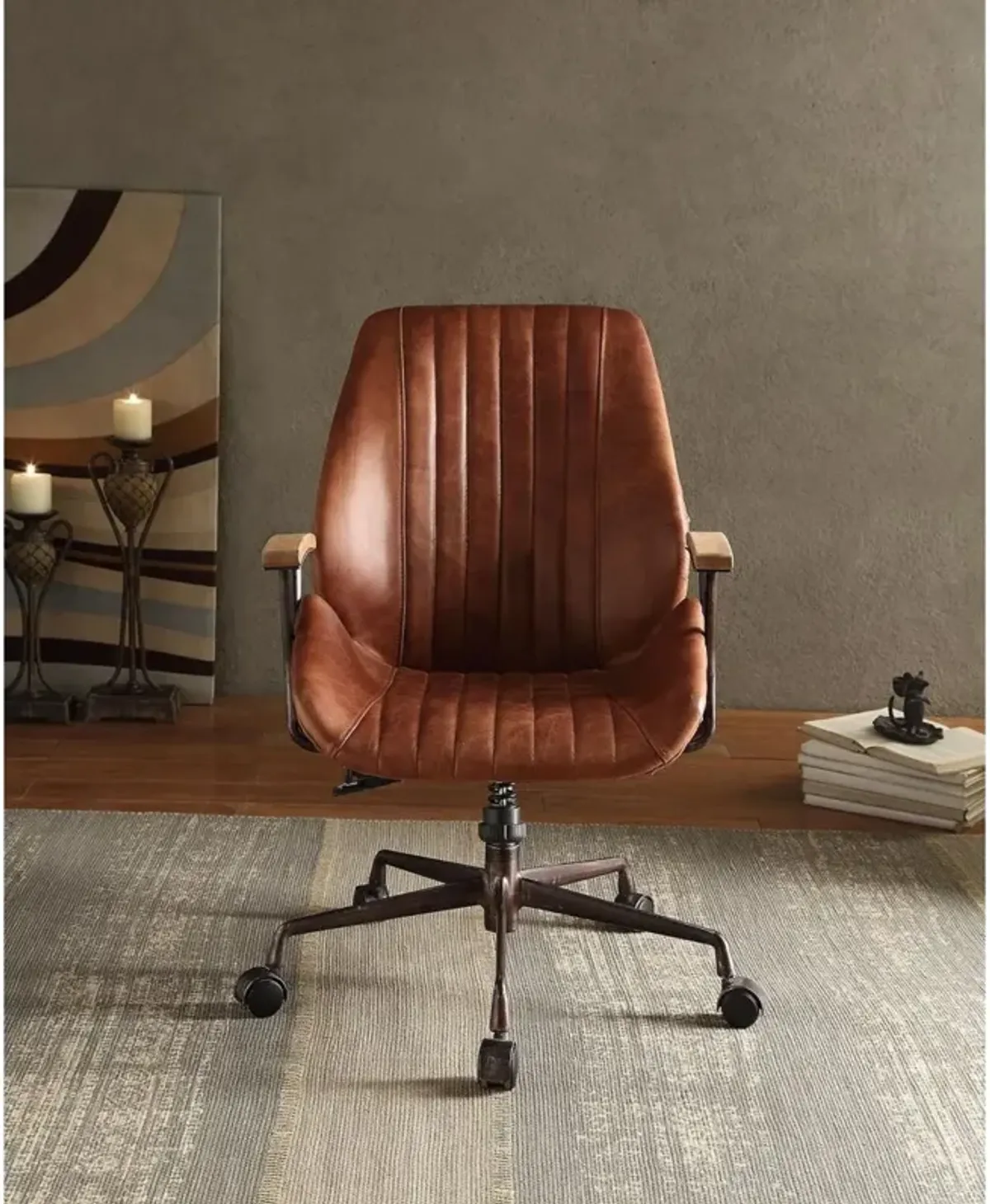 Hamilton Office Chair In Cocoa Top Grain Leather