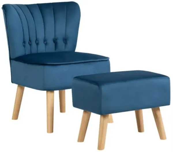 Modern Accent Chair Ottoman Set with Footstool