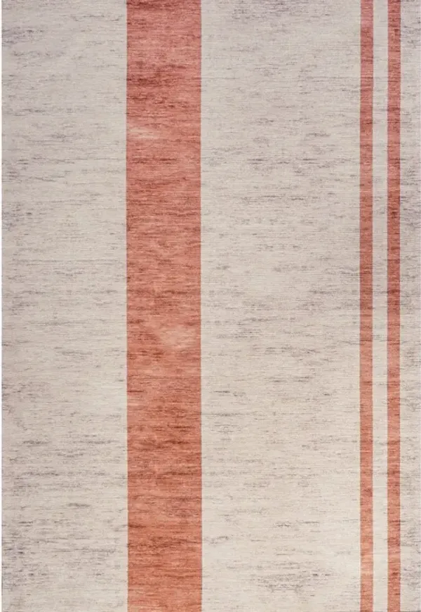 Raita Modern Distressed Stripe Machine Washable Area Rug