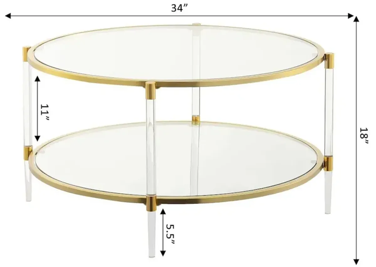 Convenience Concepts Royal Crest Acrylic Glass Coffee Table, Clear/Gold