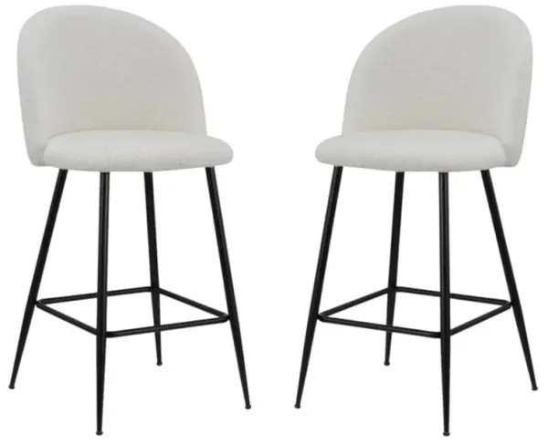 Hivvago Set of Two 26 Inch White and Black Fabric and Metal Low Back Counter Height Bar Chairs
