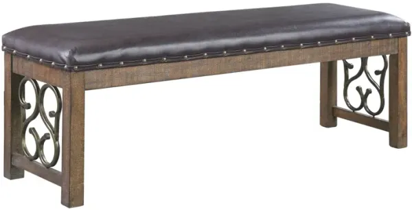 Raphaela Bench In PU & Weathered Cherry Finish