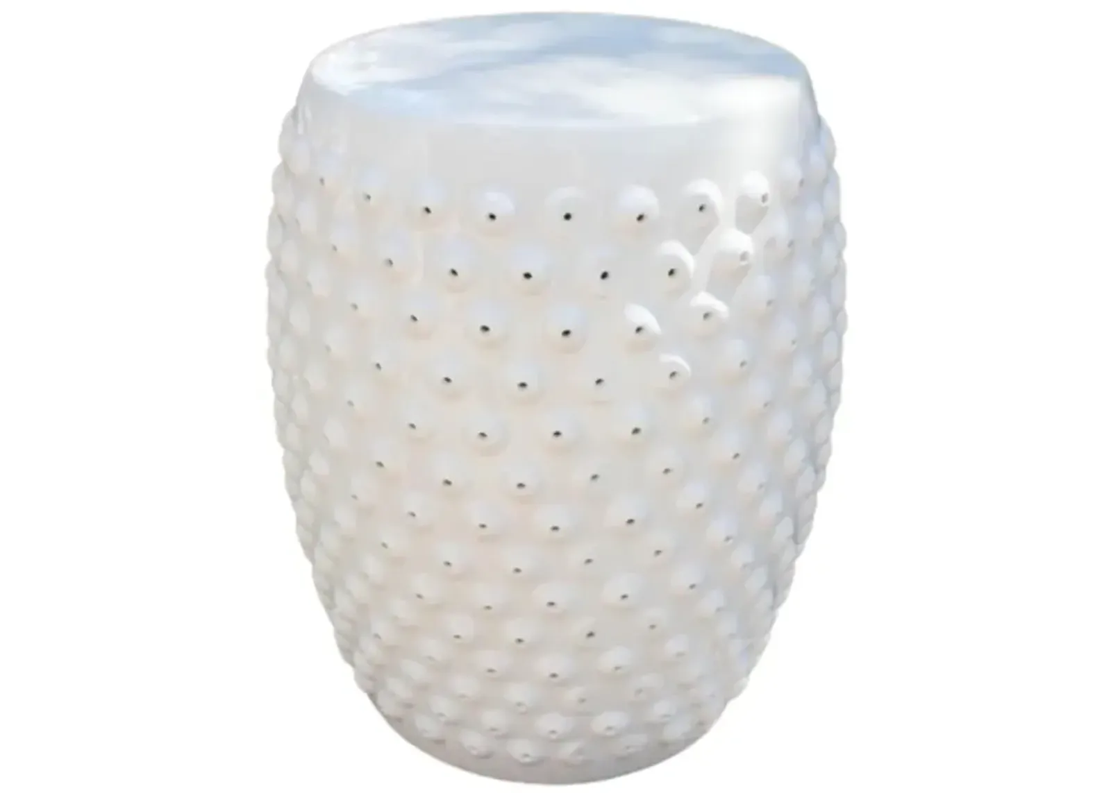 Perforated Antique White Drum Ceramic Garden Stool