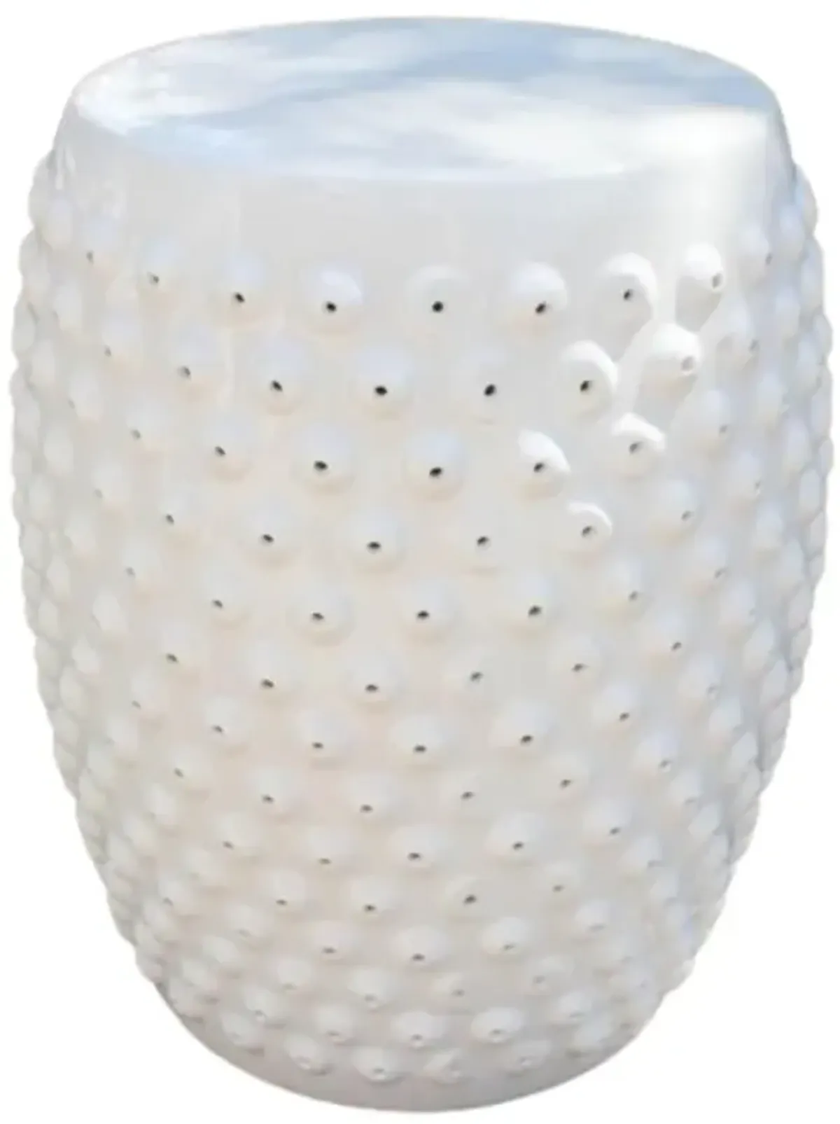 Perforated Antique White Drum Ceramic Garden Stool