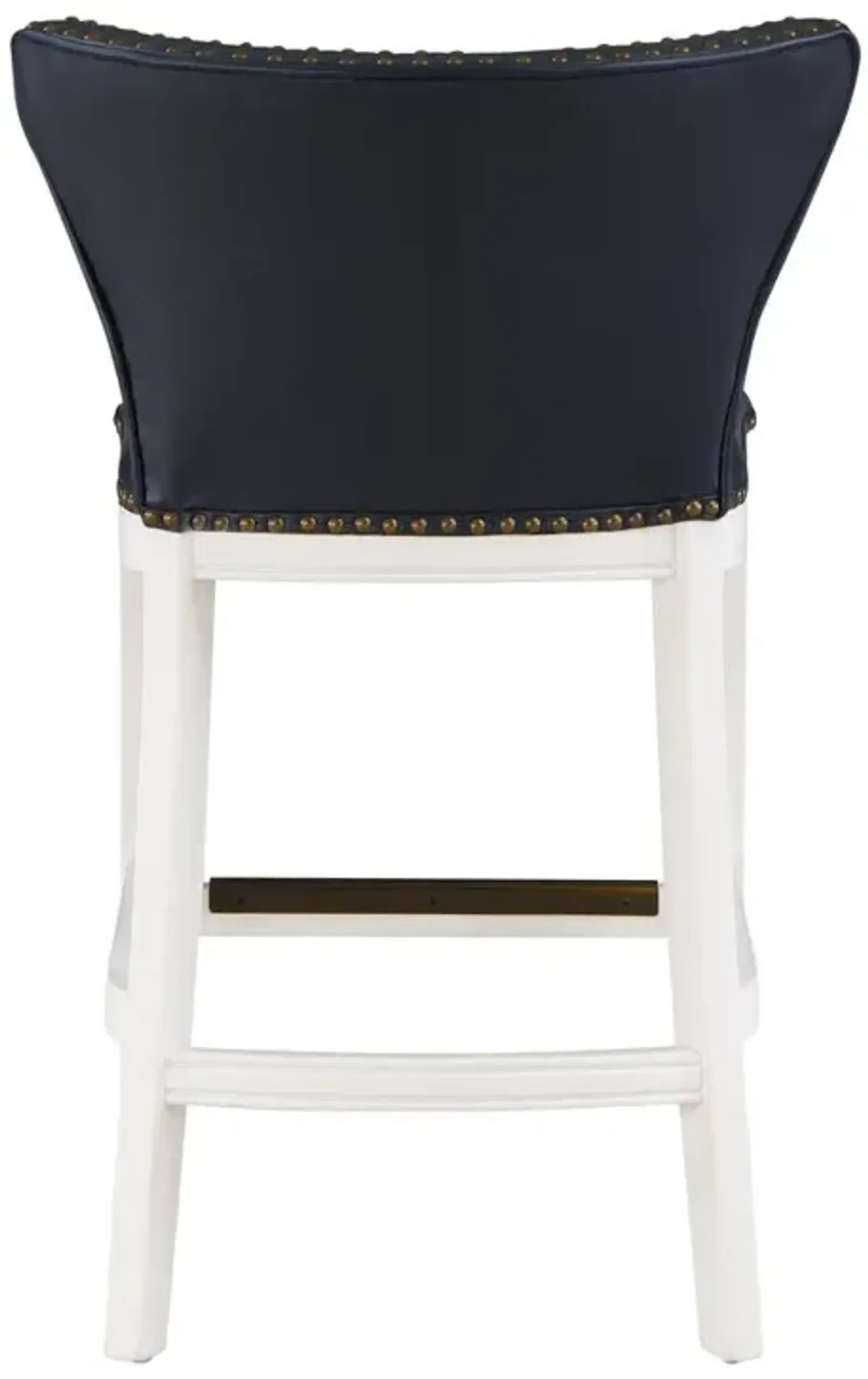 Comfort Pointe Marco Midnight Blue Faux Leather and White Wood Counter Stool