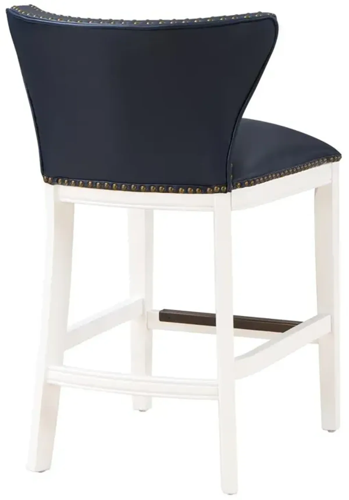 Comfort Pointe Marco Midnight Blue Faux Leather and White Wood Counter Stool