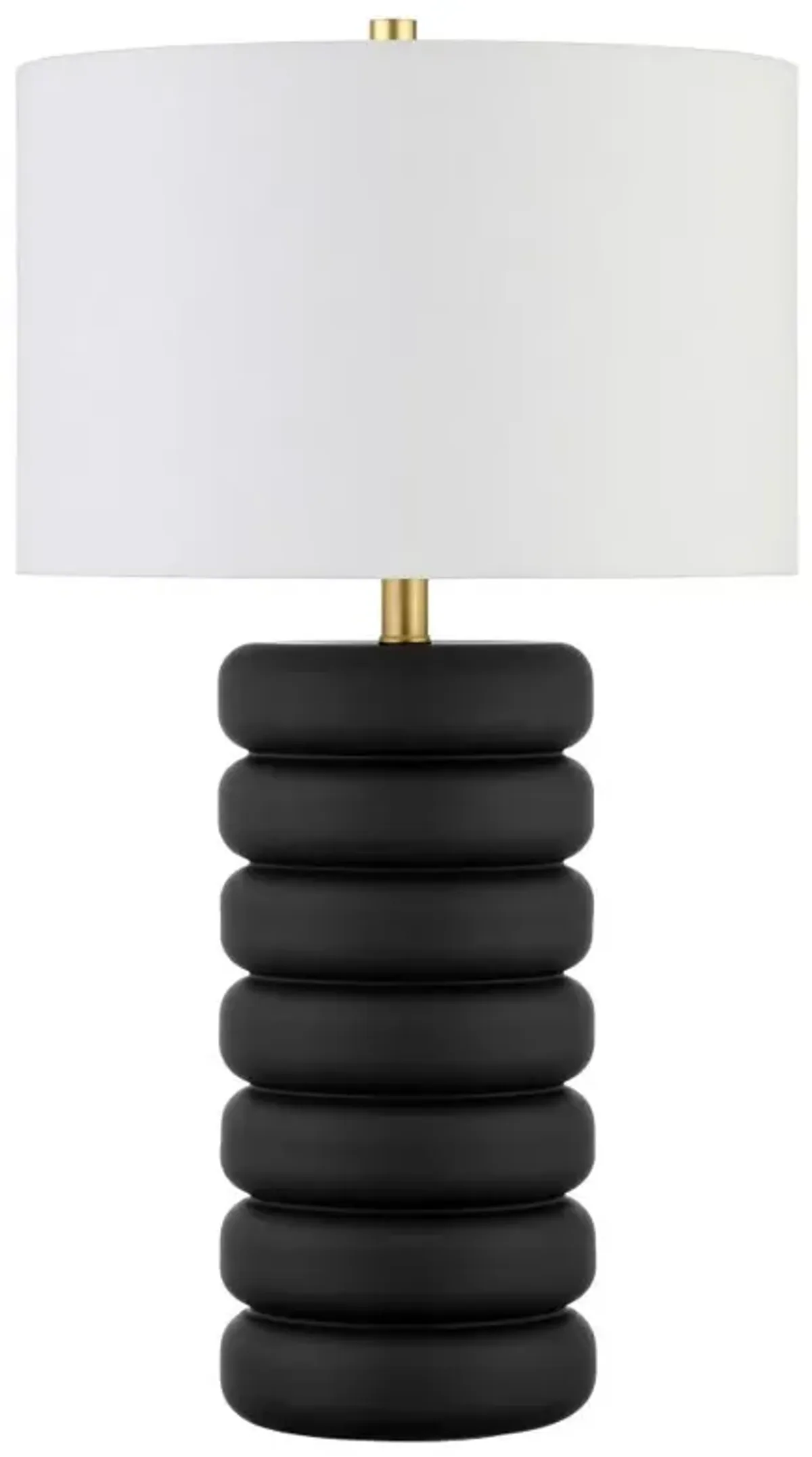 Hivvago 25" Black Ceramic Table Lamp With White Drum Shade