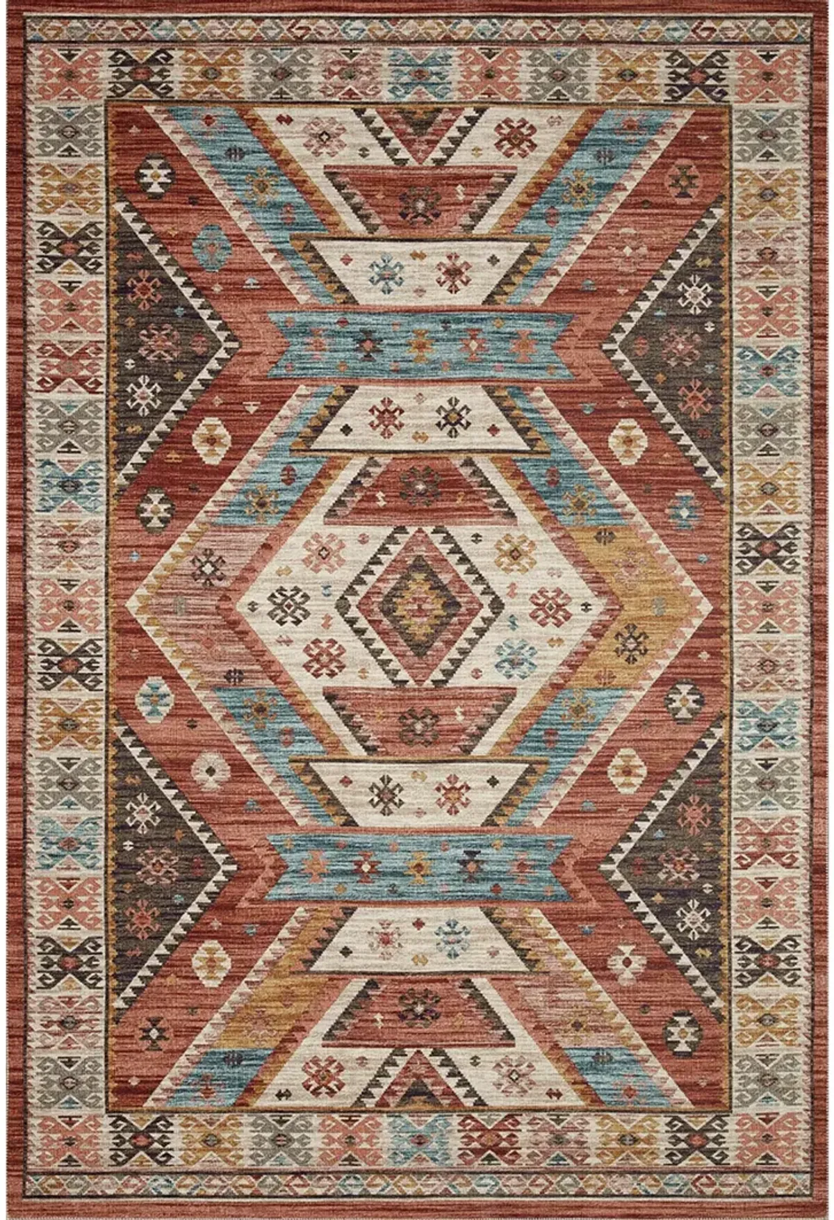 Zion ZIO05 Red/Multi 5' x 7'6" Rug