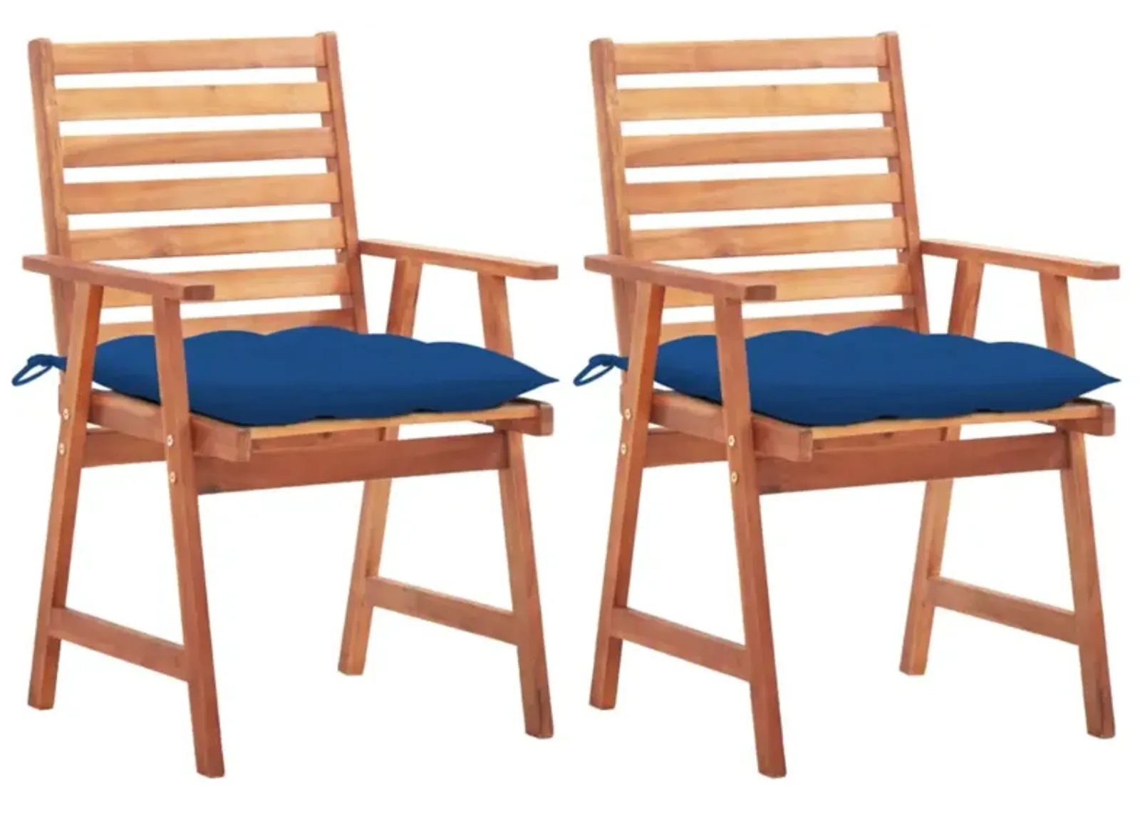 vidaXL Patio Dining Chairs 2 pcs with Cushions Solid Acacia Wood