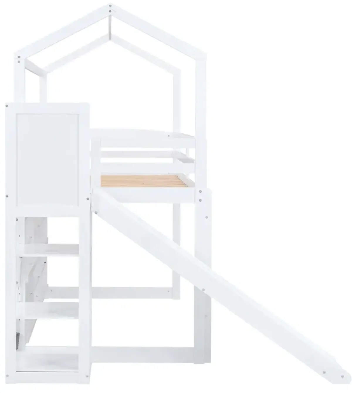 Merax Wood House Loft bed with Slide