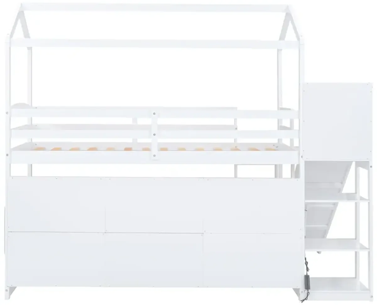 Merax Wood House Loft bed with Slide