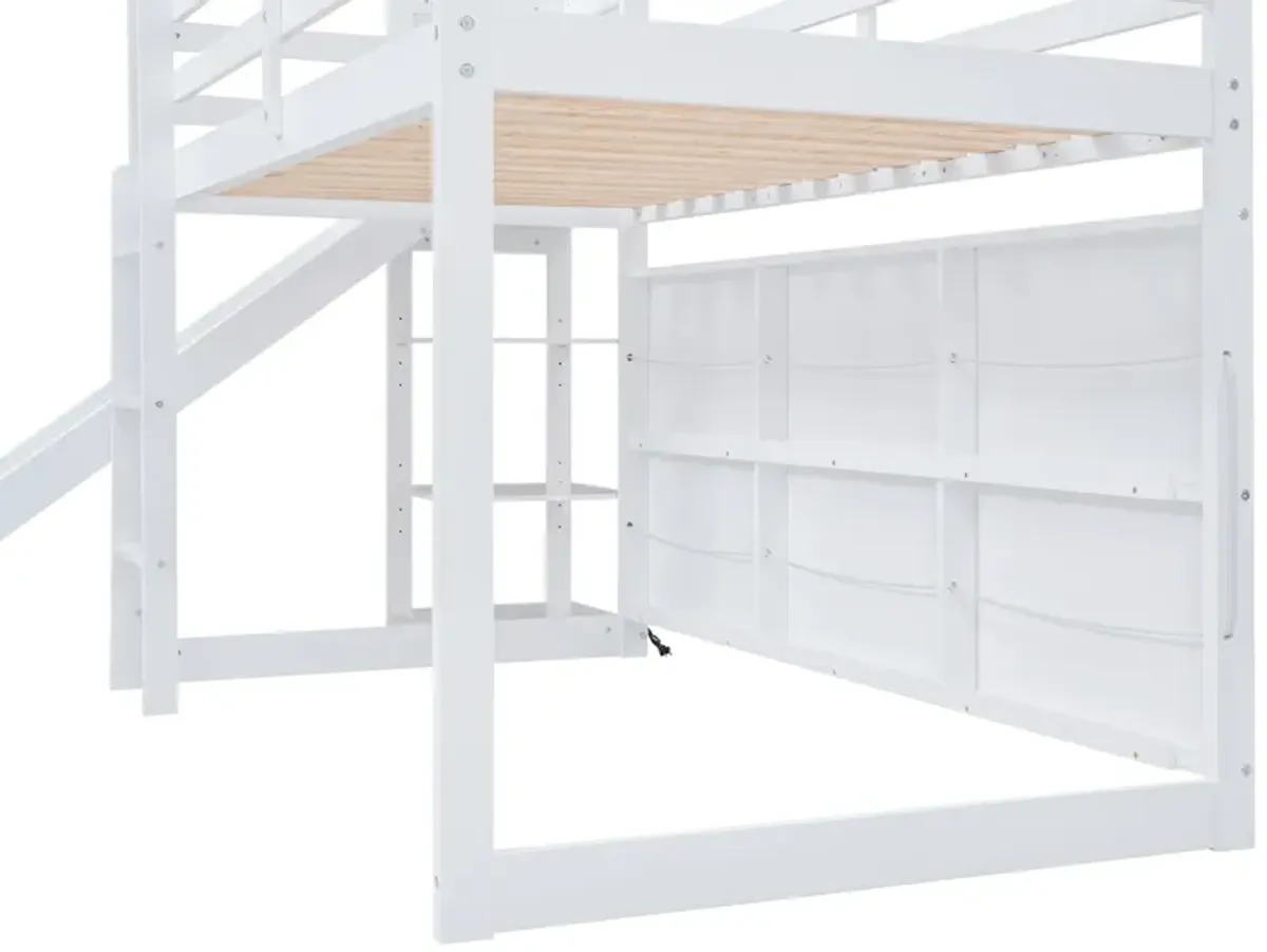 Merax Wood House Loft bed with Slide