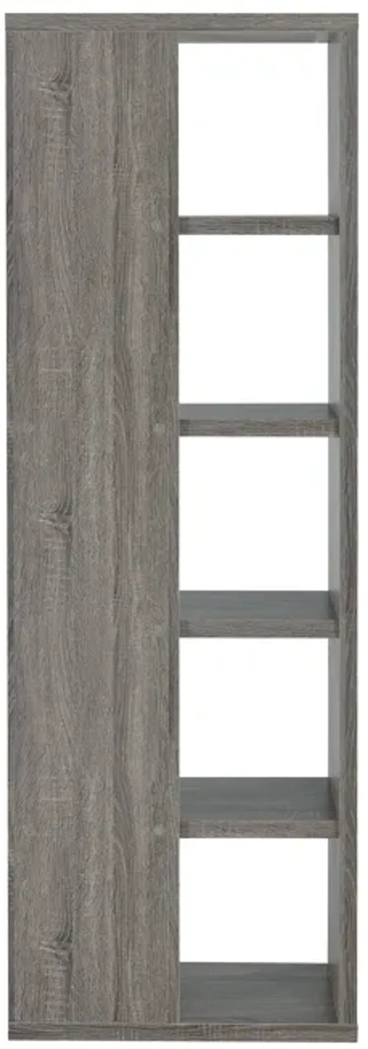 Spacious Semi Backless Wooden Bookcase, Gray-Benzara