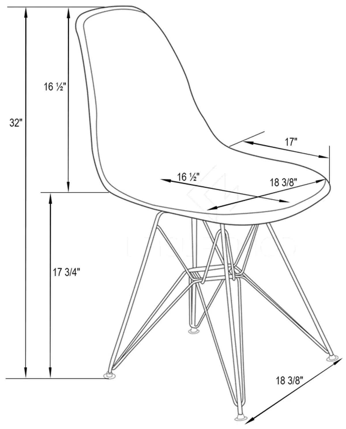 LeisureMod Cresco Molded 2-Tone Eiffel Base Dining Side Chair in White Purple