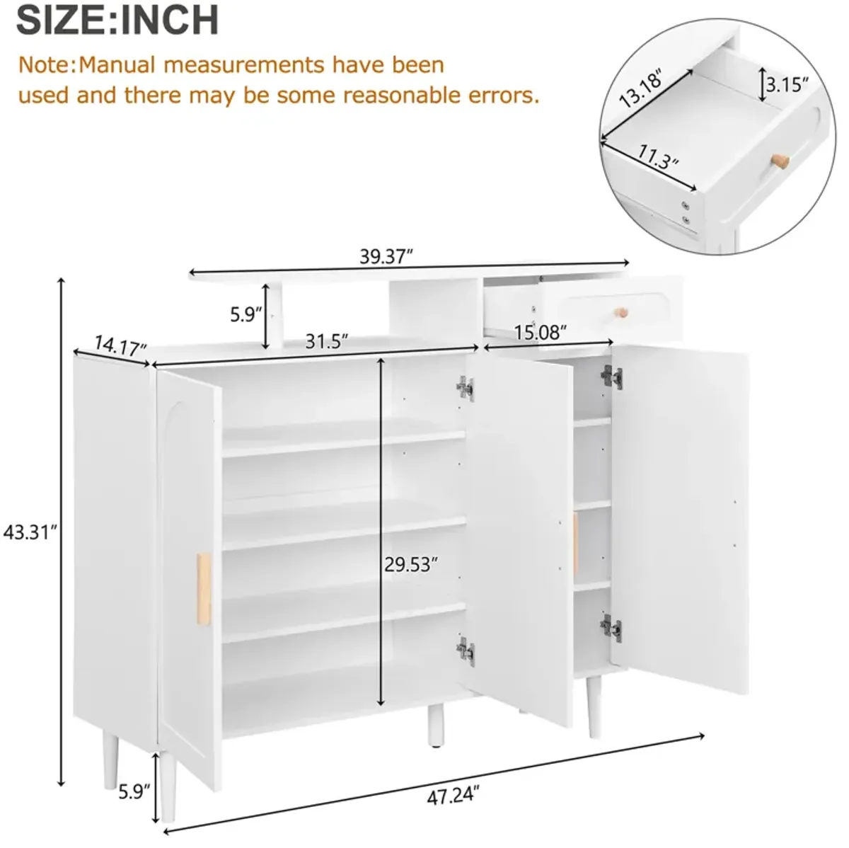 Merax Elegant Shoe Cabinet with 3 Doors