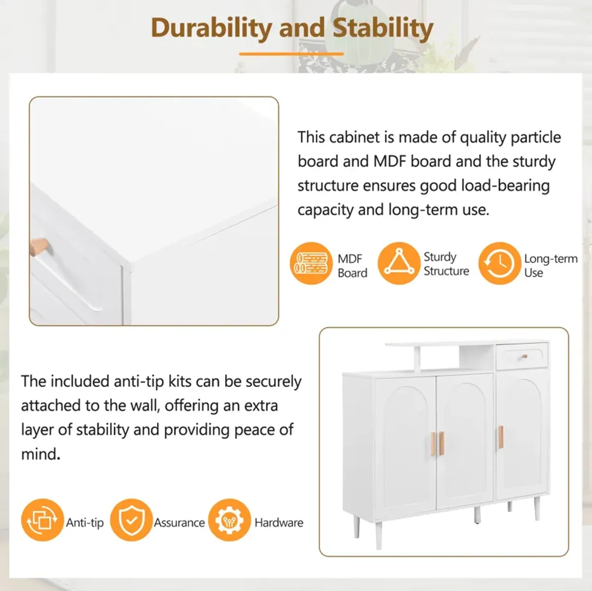 Merax Elegant Shoe Cabinet with 3 Doors