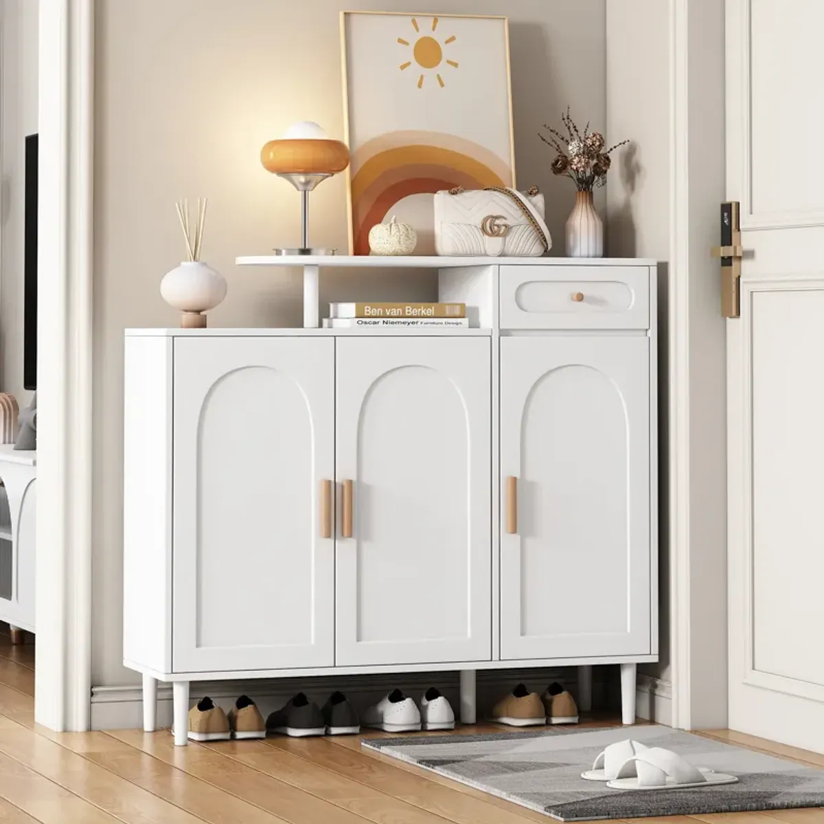 Merax Elegant Shoe Cabinet with 3 Doors