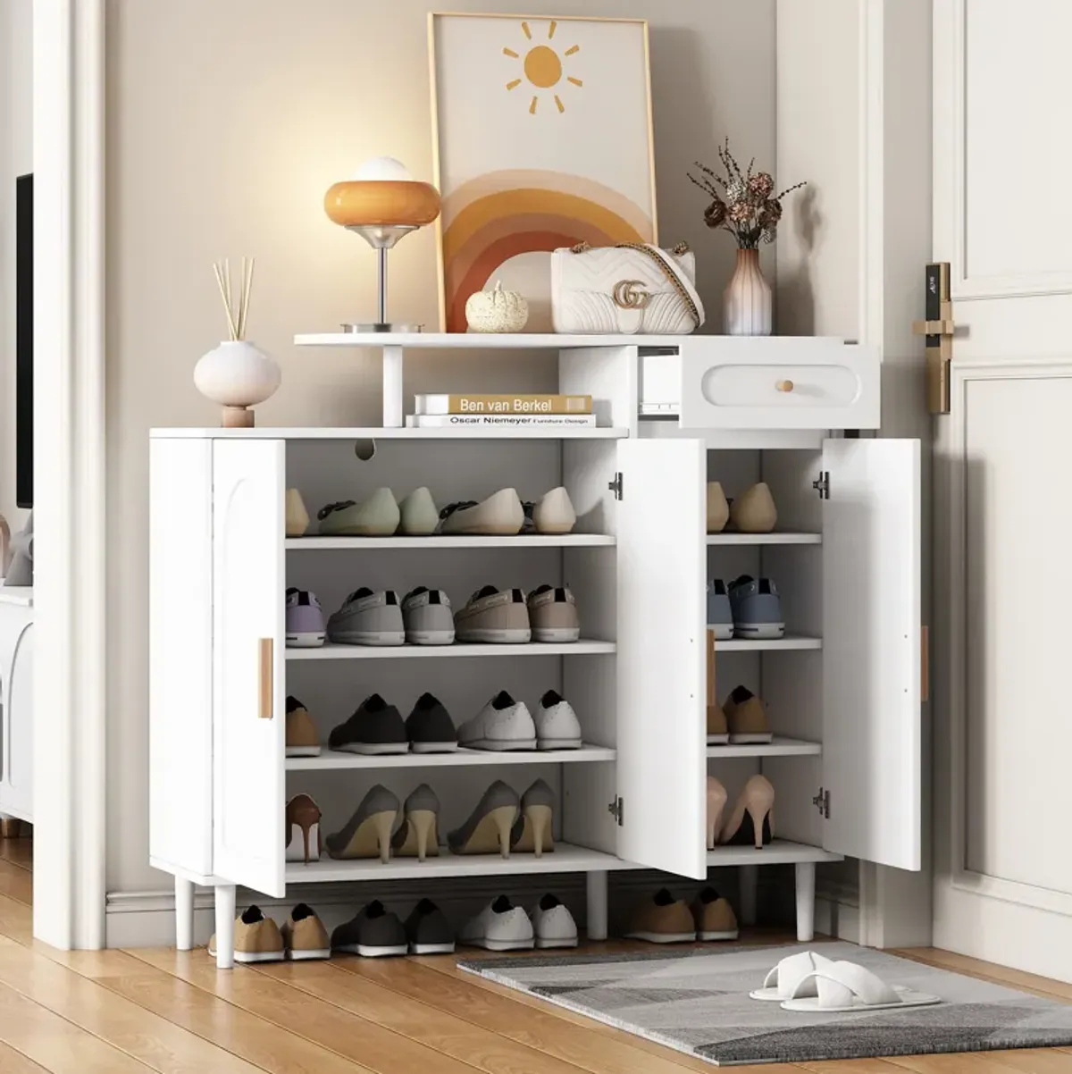 Merax Elegant Shoe Cabinet with 3 Doors