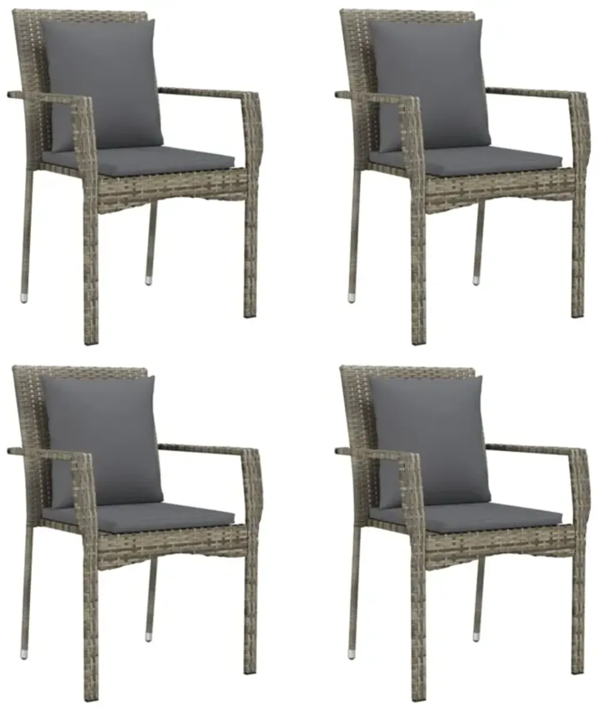 vidaXL 5 Piece Patio Dining Set with Cushions Black and Gray Poly Rattan