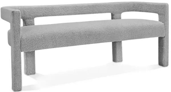Meridian Furniture Athena Grey Boucle Fabric Bench