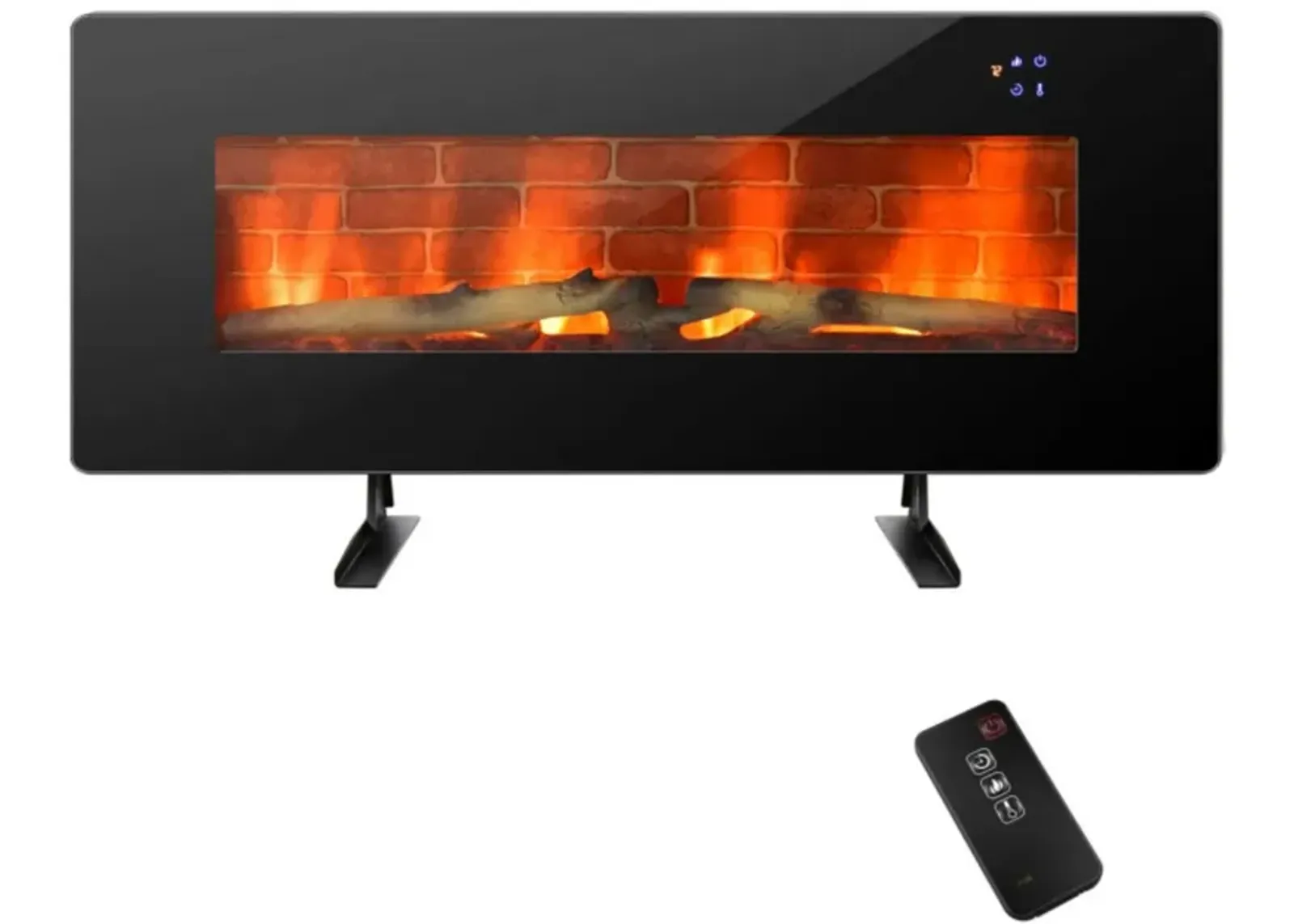 Hivvago 42 Inch Electric Wall Mounted Freestanding Fireplace with Remote Control-Black