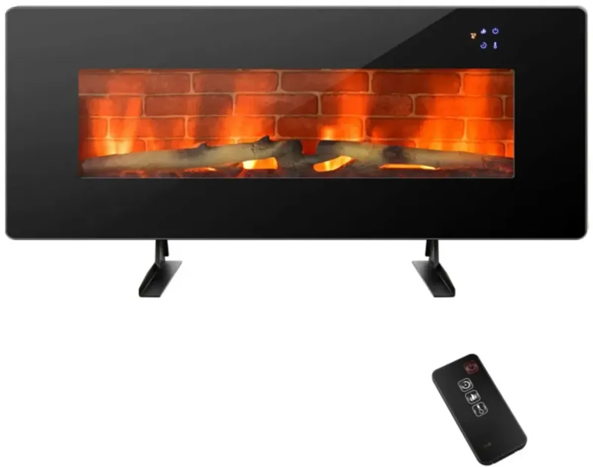 Hivvago 42 Inch Electric Wall Mounted Freestanding Fireplace with Remote Control-Black