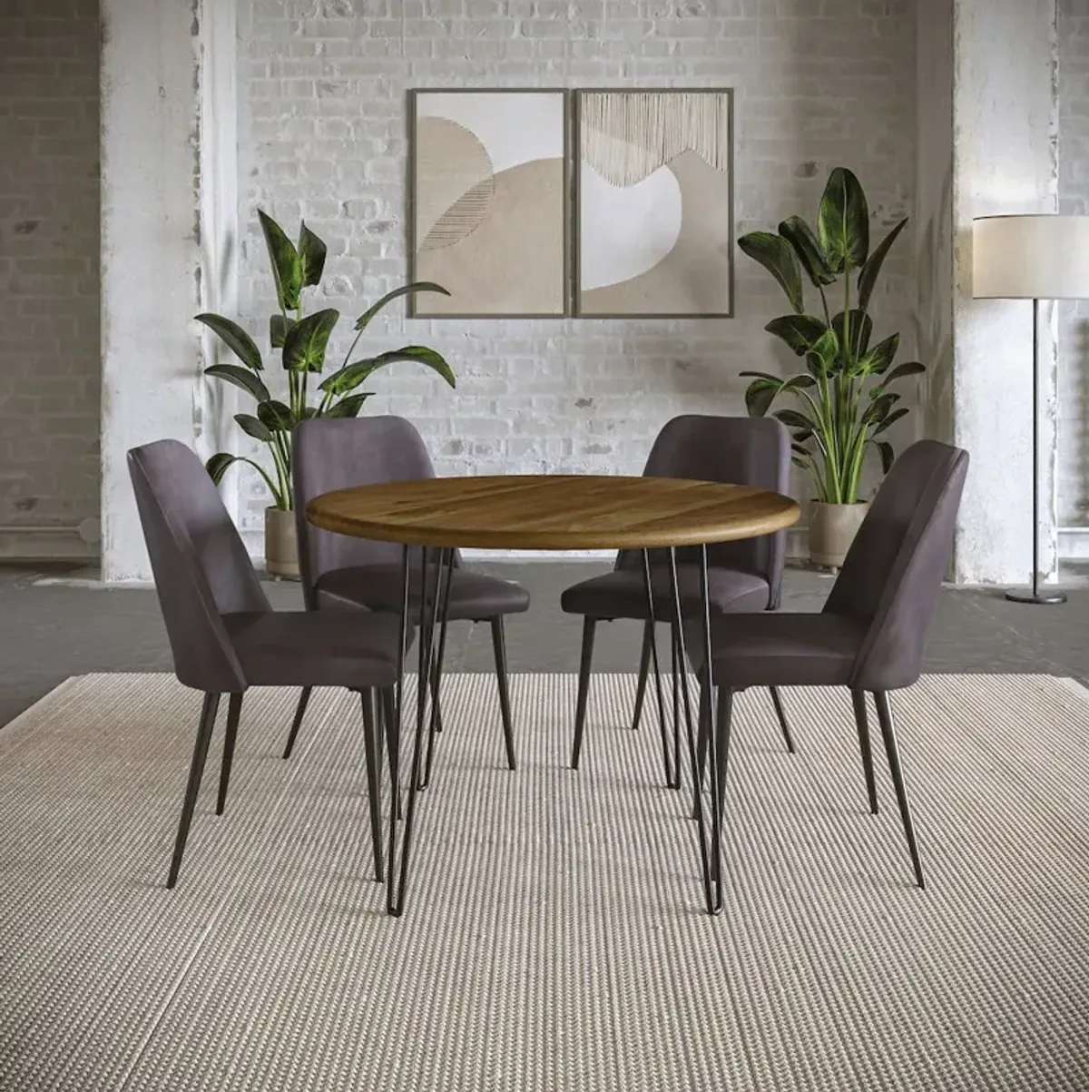 Jofran Five Piece 42 Round Mid-Century Modern Dining Set