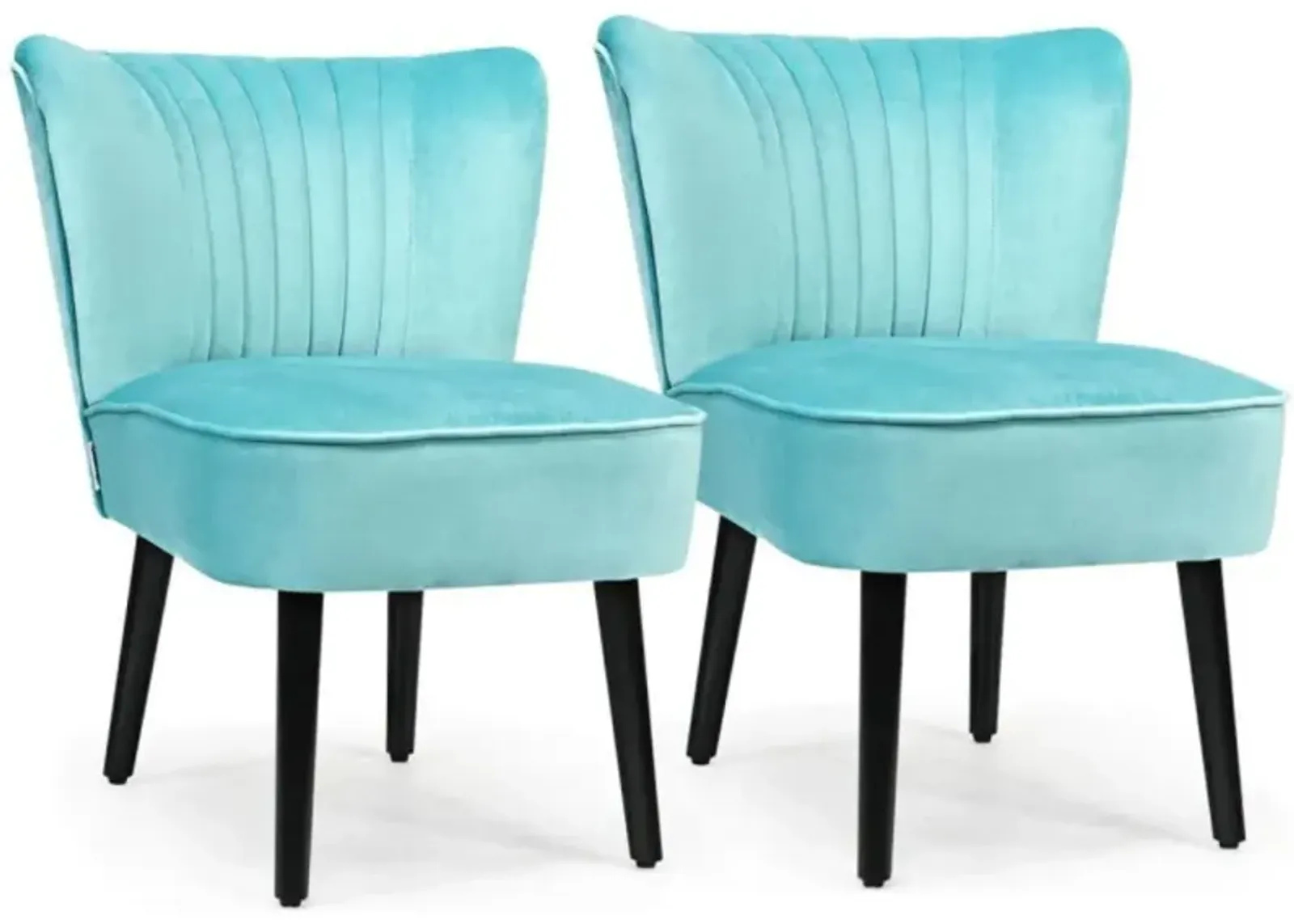 Hivvago Set of 2 Upholstered Modern Leisure Club Chairs with Solid Wood Legs